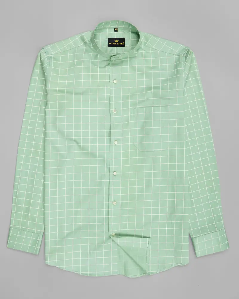 Norway Green Windowpane Premium Satin Shirt 5