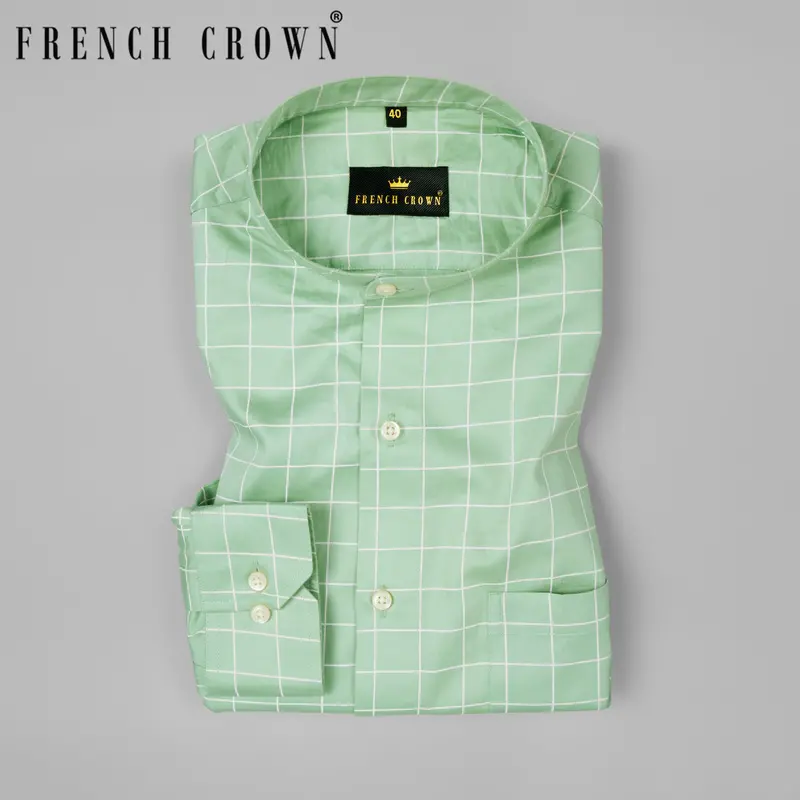 Norway Green Windowpane Premium Satin Shirt 9