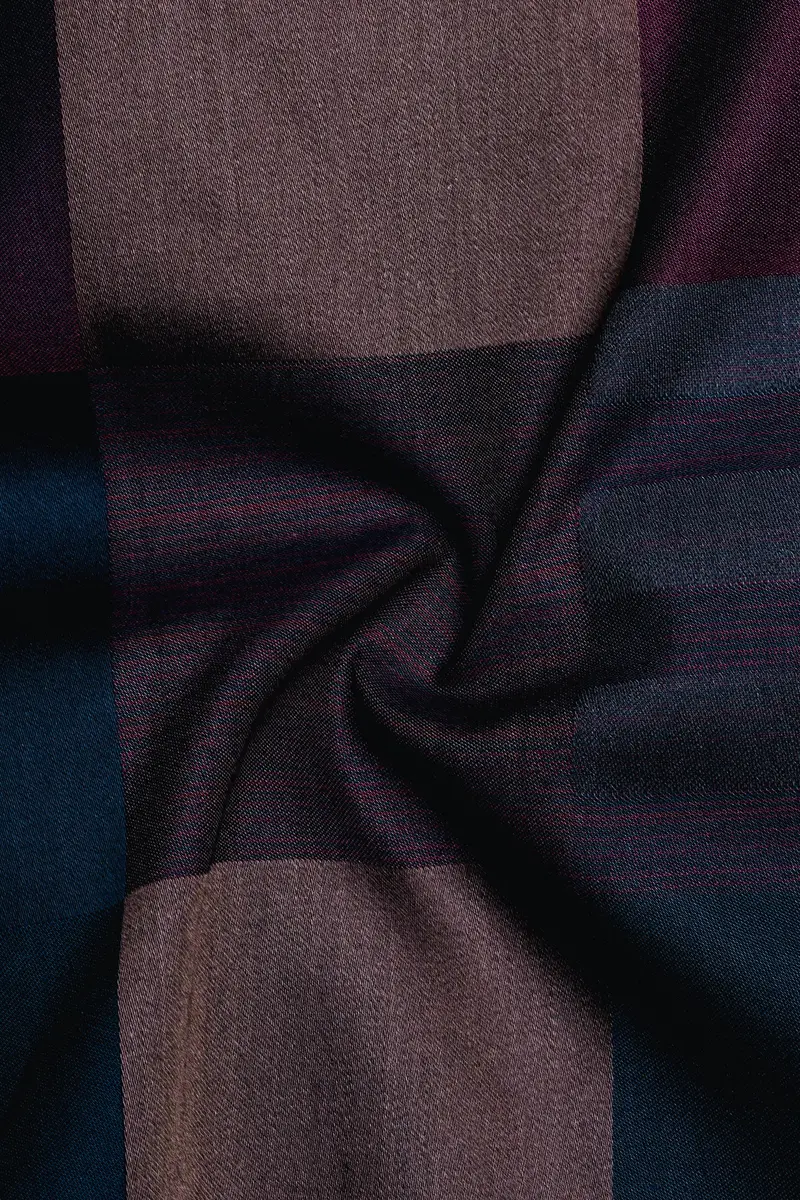 Nublair-Martinique Blue And Ferra Pink Plaid Dobby Textured Premium Giza Cotton Dress Shirt 3