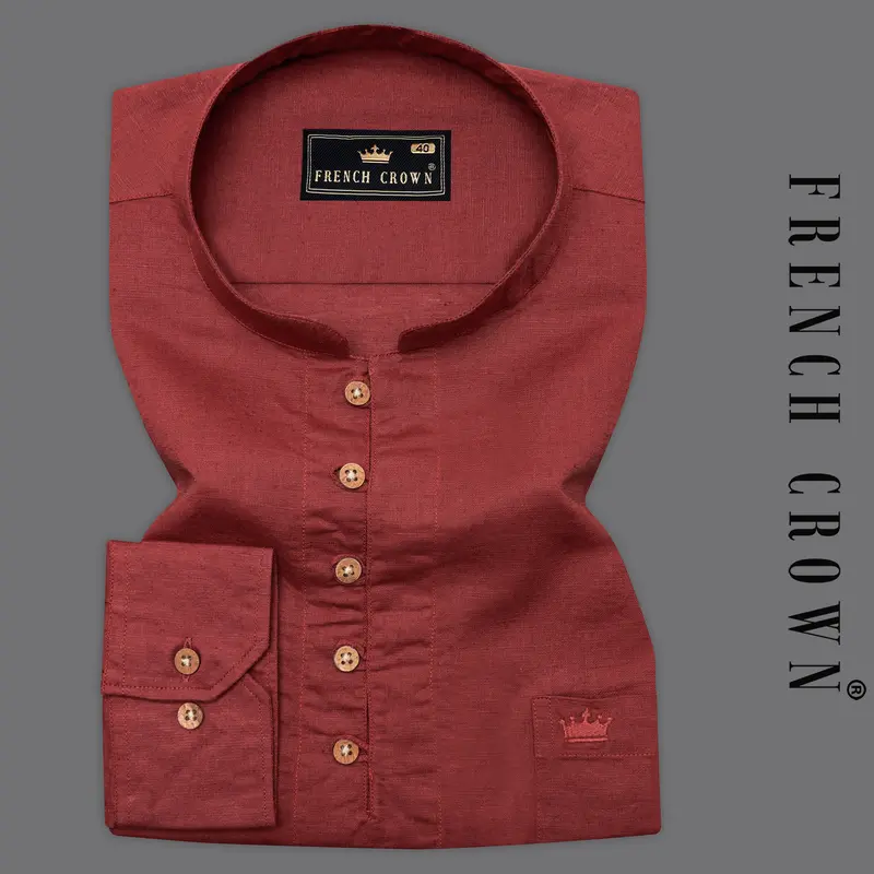 Nutmeg Brown Luxurious Linen Kurta Shirt 1