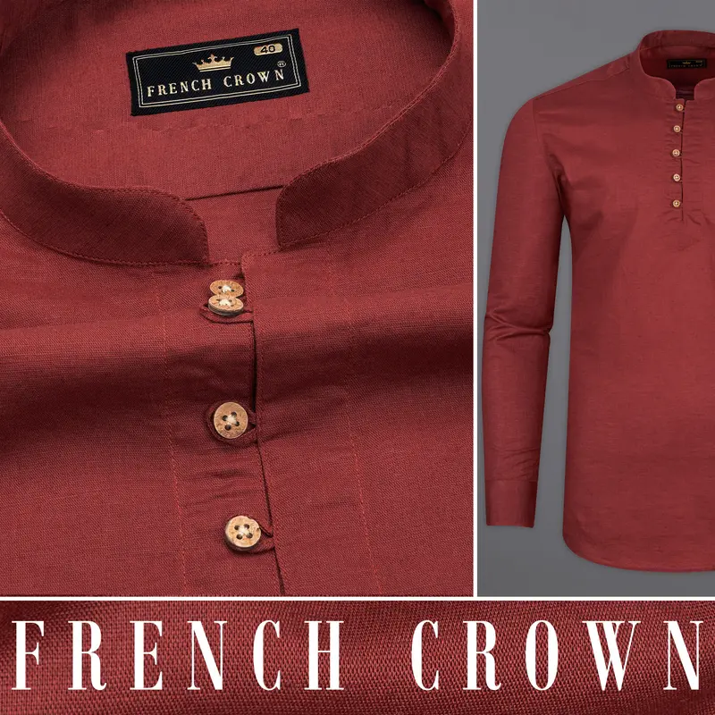 Nutmeg Brown Luxurious Linen Kurta Shirt 10