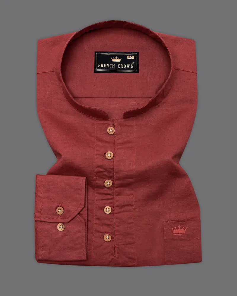 Nutmeg Brown Luxurious Linen Kurta Shirt 2