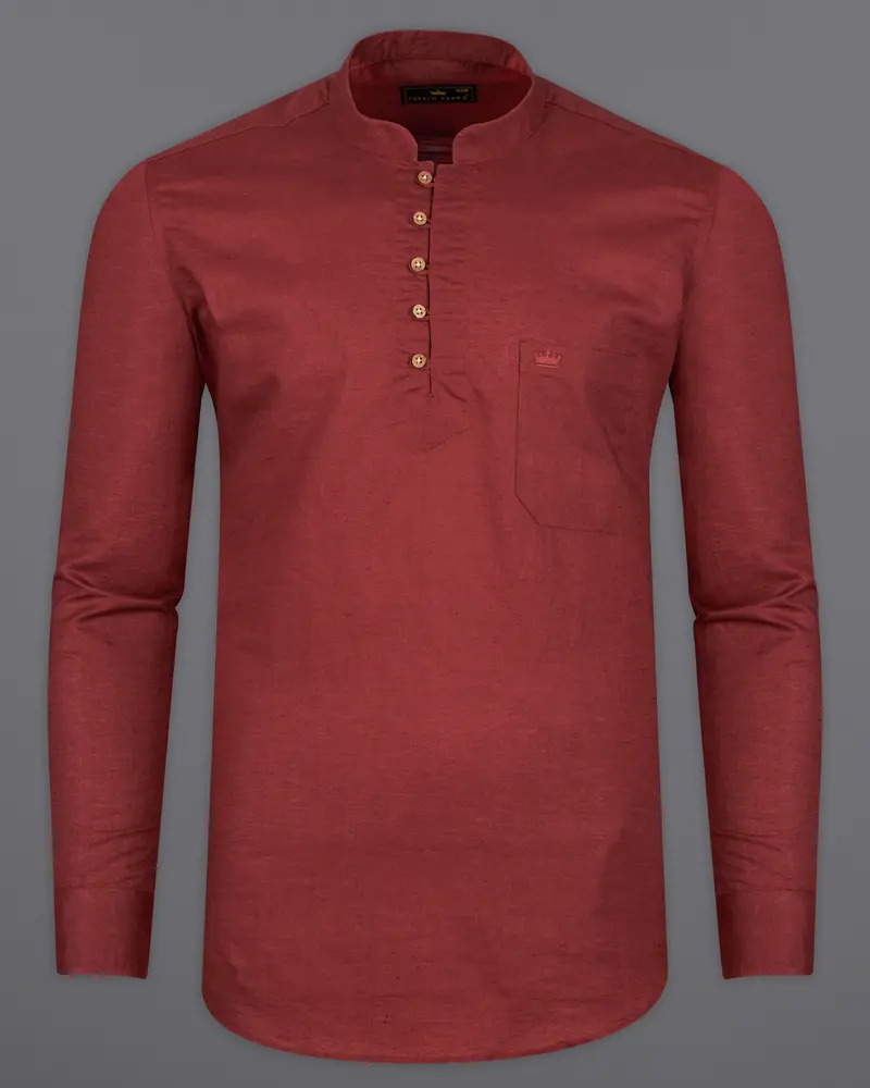 Nutmeg Brown Luxurious Linen Kurta Shirt 6