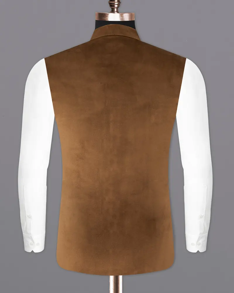 Nutmeg Brown Premium Velvet Designer Nehru Jacket 6