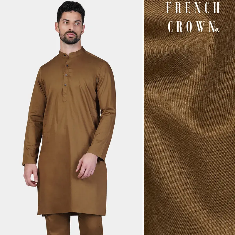 Nutmeg Brown Subtle Sheen Super Soft Premium Cotton Kurta 1