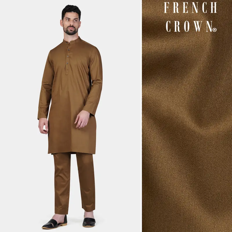 Nutmeg Brown Subtle Sheen Super Soft Premium Cotton Kurta Set 1