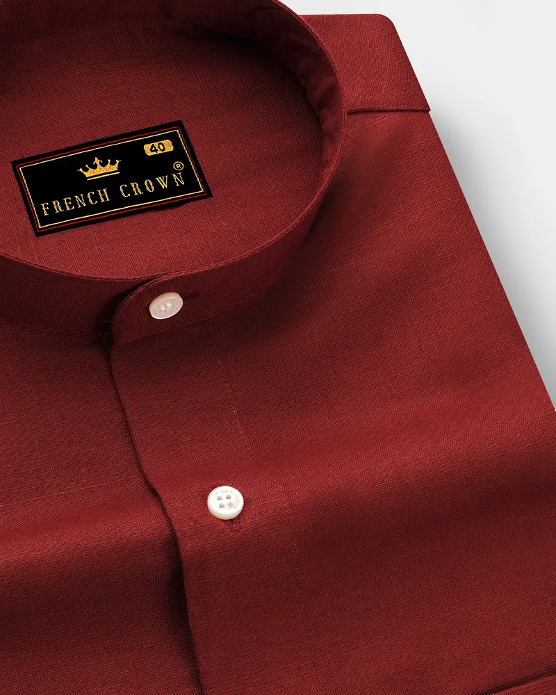 Nutmeg Red Luxurious Linen Shirt 1