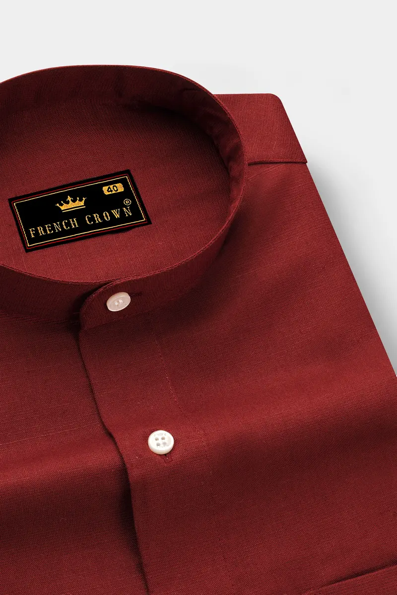 Nutmeg Red Luxurious Linen Shirt 2