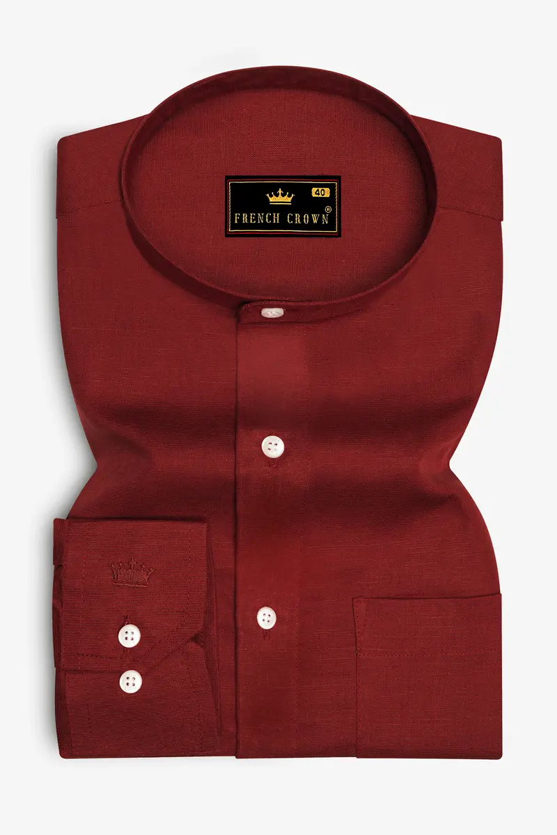 Nutmeg Red Luxurious Linen Shirt 4
