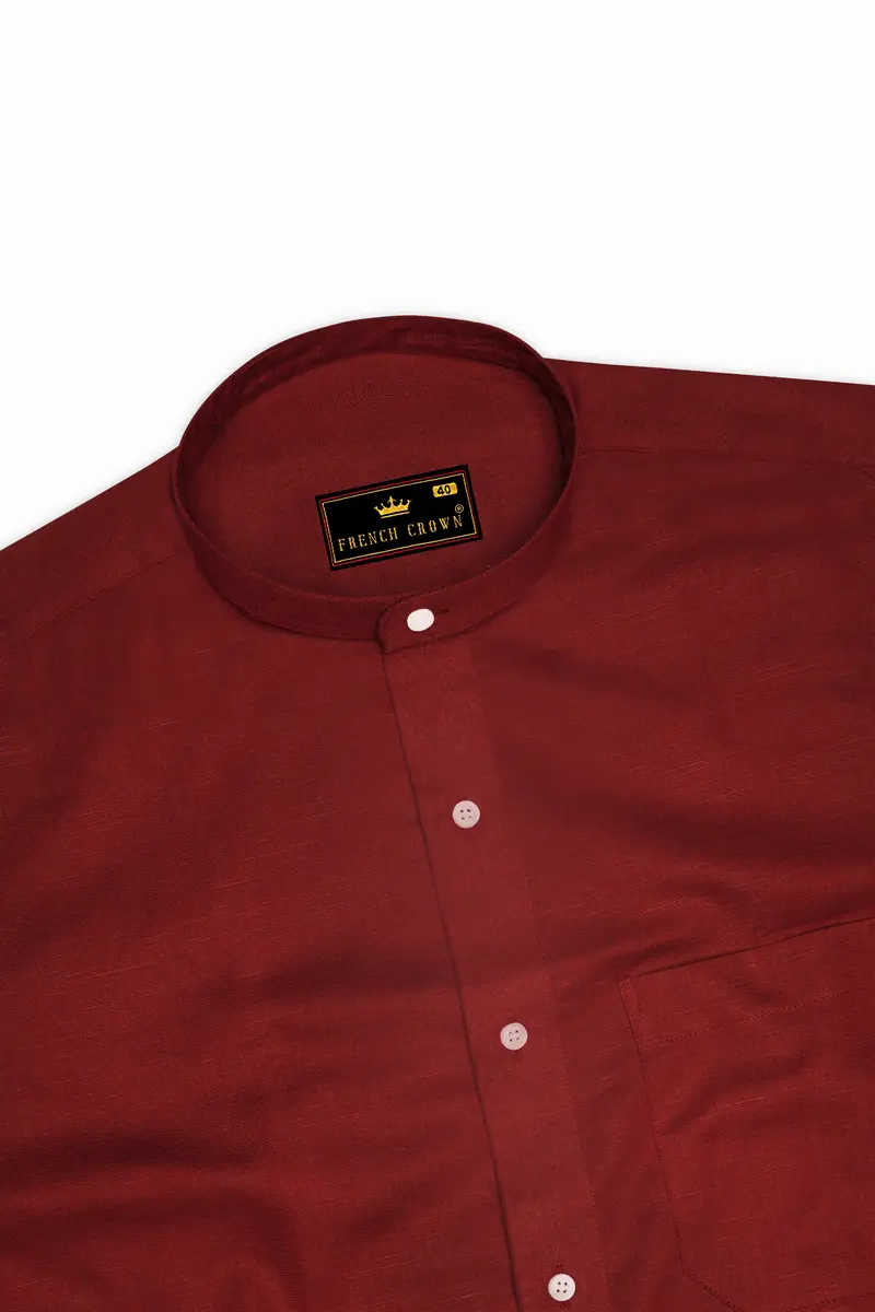 Nutmeg Red Luxurious Linen Shirt 5