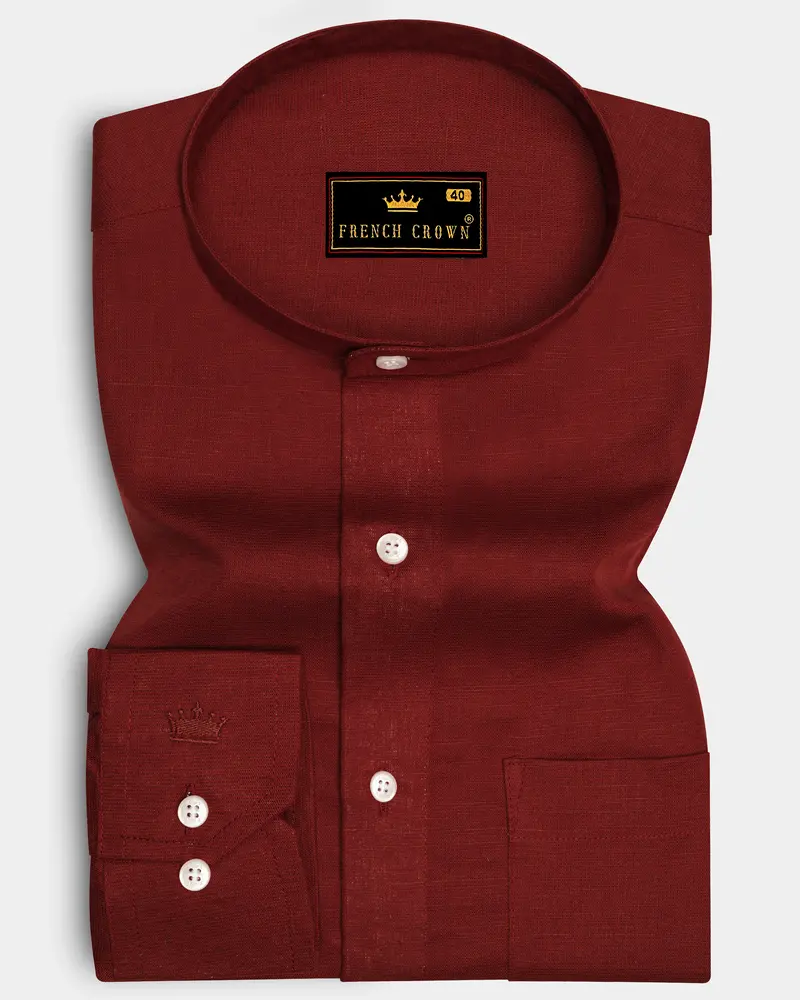 Nutmeg Red Luxurious Linen Shirt 6