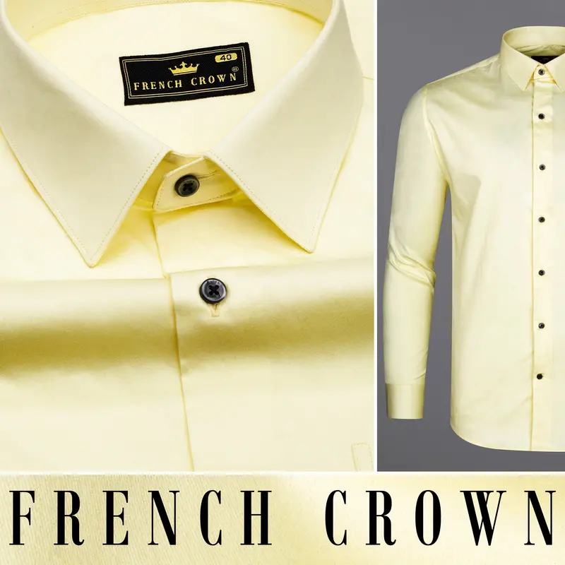 Oasis Yellow Subtle Sheen Super Soft Premium Cotton Shirt 10