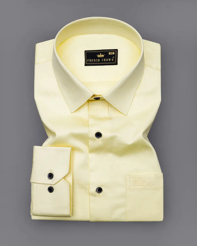 Oasis Yellow Subtle Sheen Super Soft Premium Cotton Shirt 3