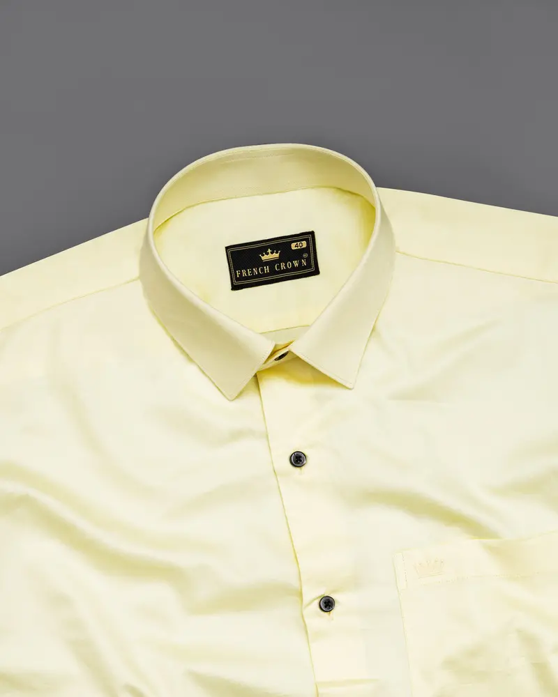 Oasis Yellow Subtle Sheen Super Soft Premium Cotton Shirt 4