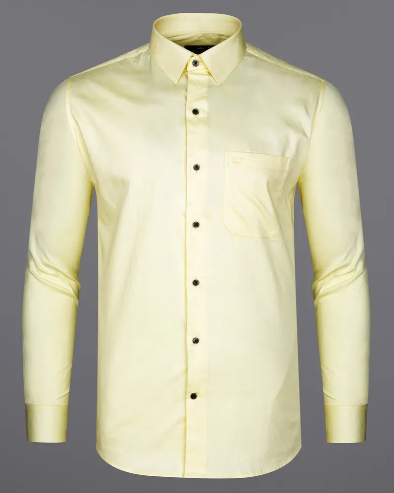 Oasis Yellow Subtle Sheen Super Soft Premium Cotton Shirt 5