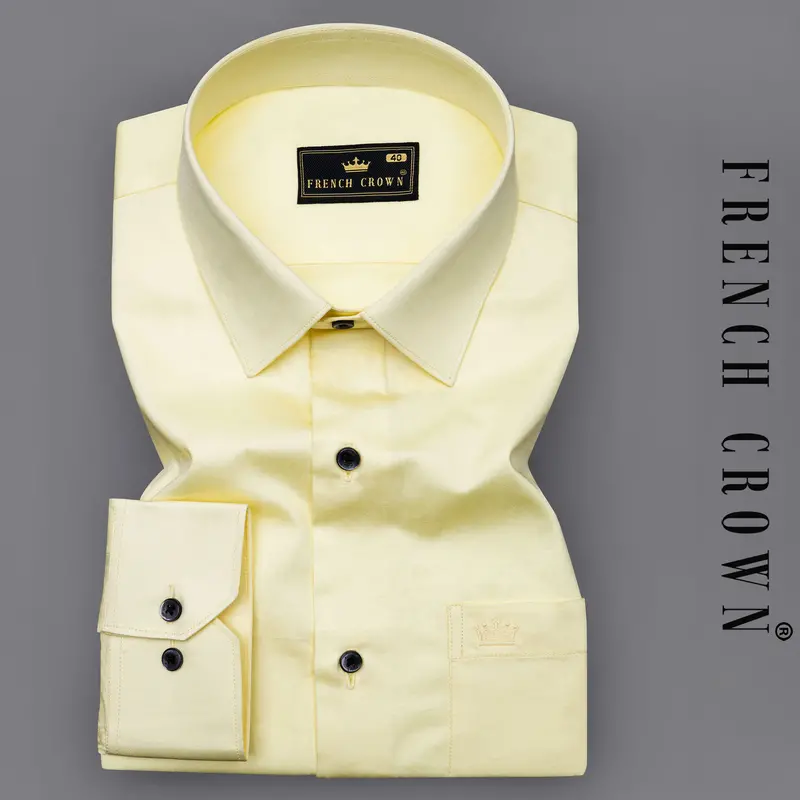 Oasis Yellow Subtle Sheen Super Soft Premium Cotton Shirt 7