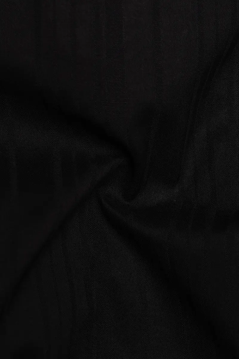 Obscario-Jade Black Stripes Dobby Textured Stretchable Premium Cotton Dress Shirt 3