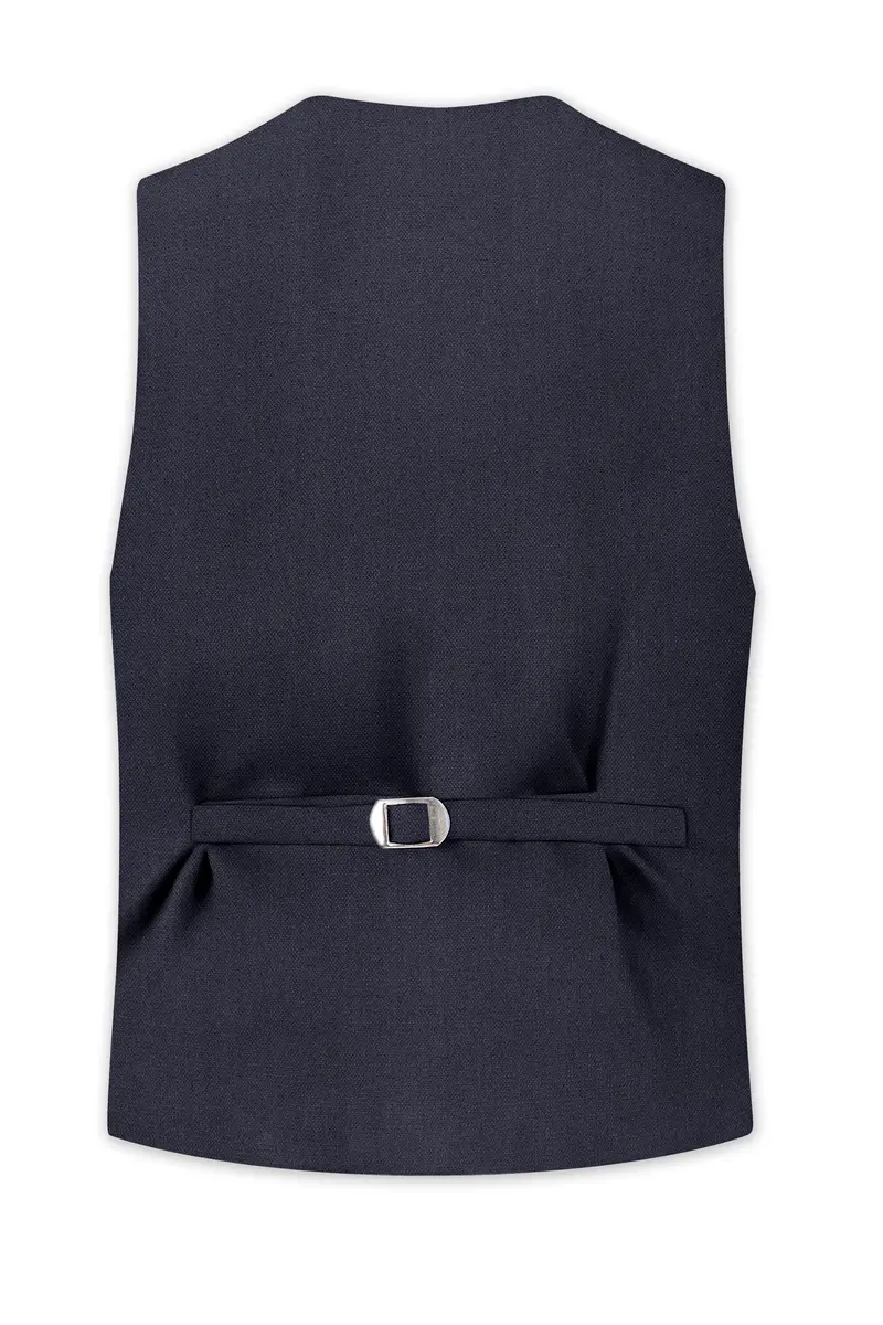 Obsidian-Paynes Gray Diamond Textured Wool Rich Slight Stretch Waistcoat 4