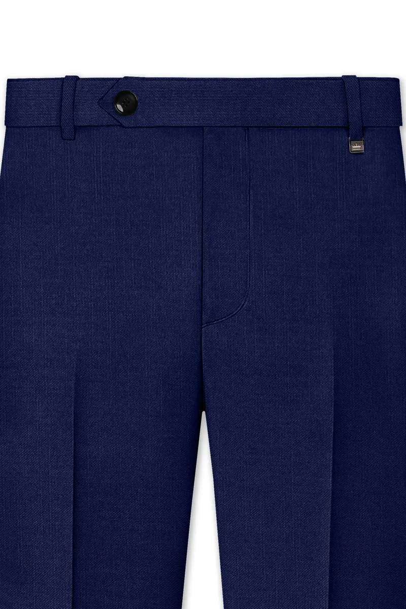 Obsidio-Ebony Navy Blue Wool Rich Slight Stretch Double Breasted Suit 12