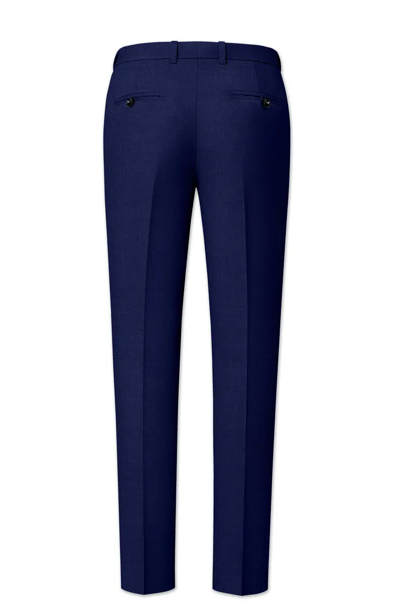 Obsidio-Ebony Navy Blue Wool Rich Slight Stretch Double Breasted Suit 14