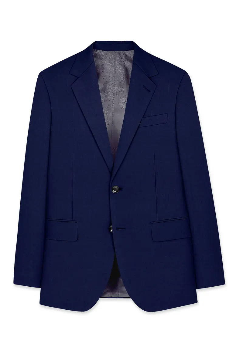Obsidio-Ebony Navy Blue Wool Rich Slight Stretch Single Breasted Blazer 7