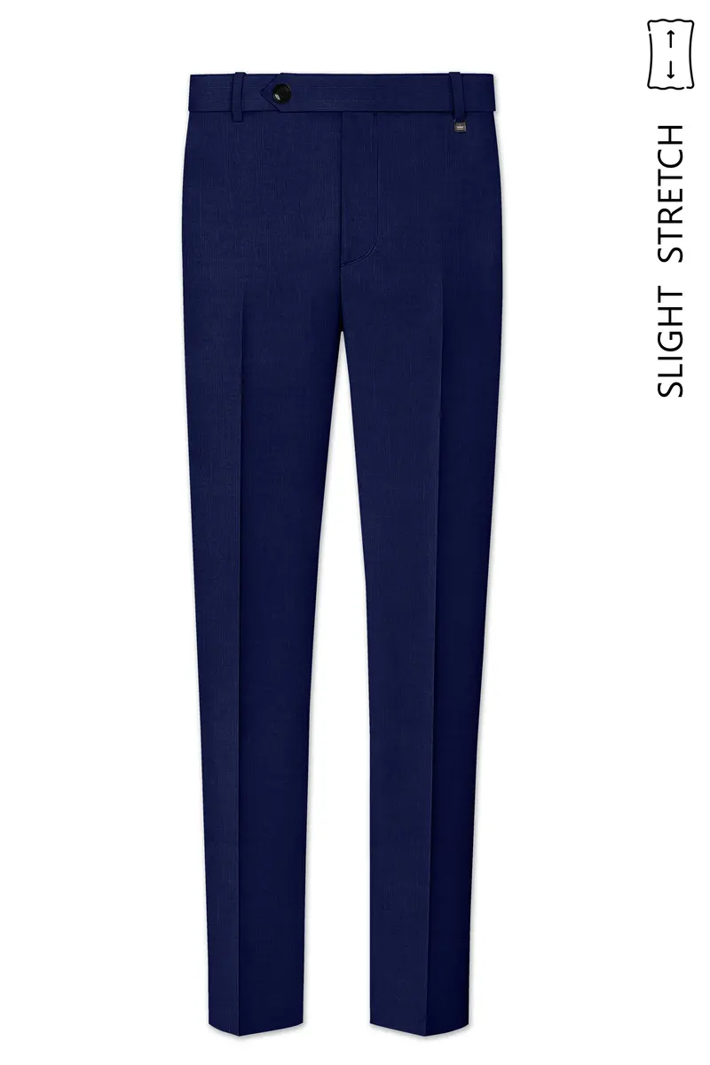 Obsidio-Ebony Navy Blue Wool Rich Slight Stretch Single Breasted Suit 13