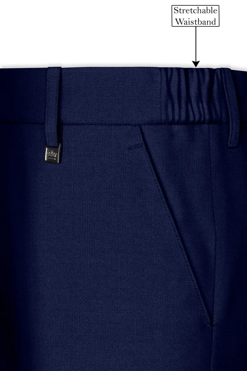 Obsidio-Ebony Navy Blue Wool Rich Slight Stretch Single Breasted Suit 15