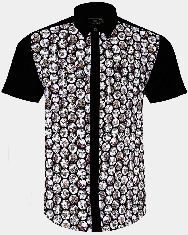 Obsidique-Jade Black Floral Medallion Printed Subtle Sheen Super Soft Designer Casual Shirt 1
