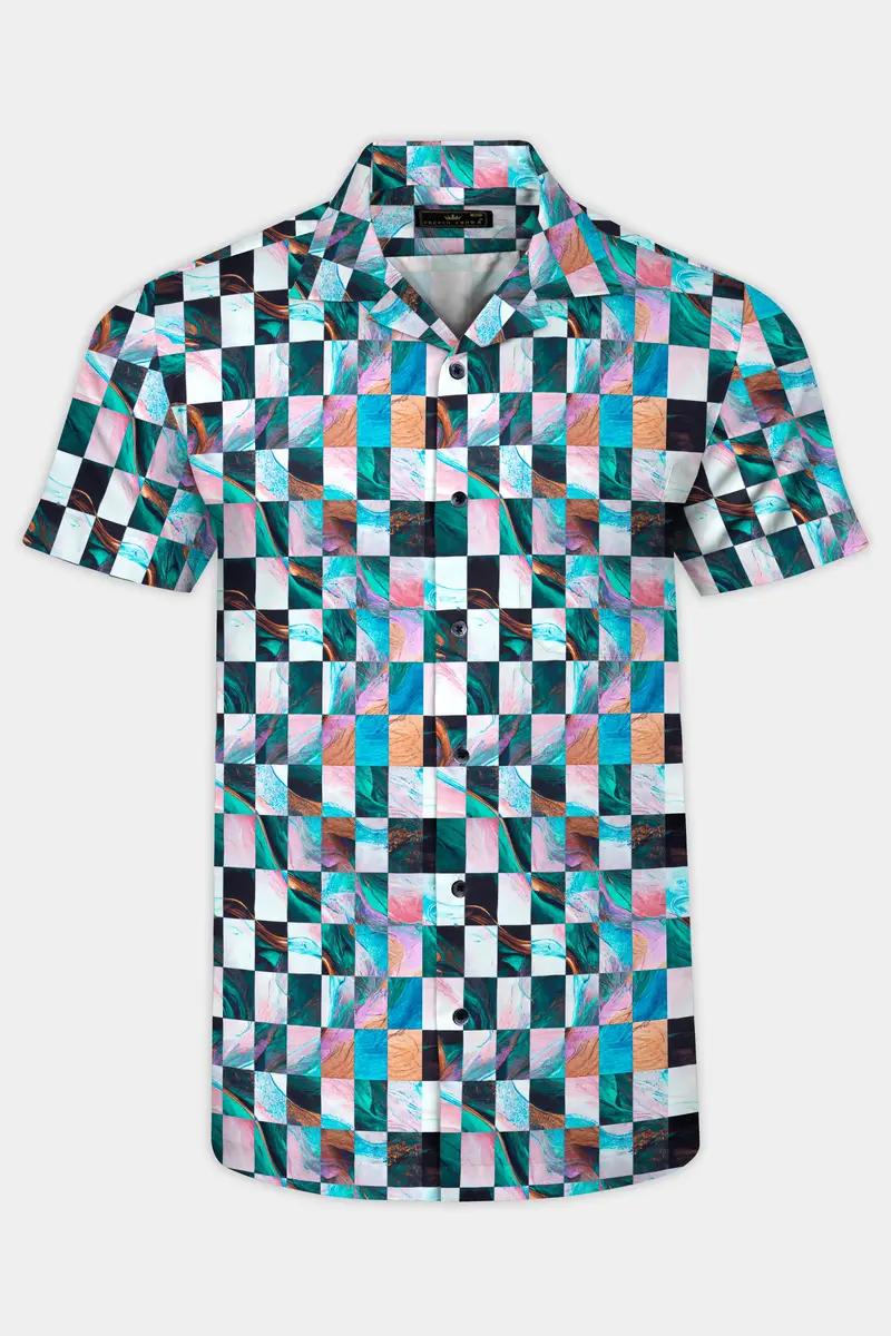 Ocean Blue Multicolour Printed Plaid Super Soft Premium Cotton Shirt 2