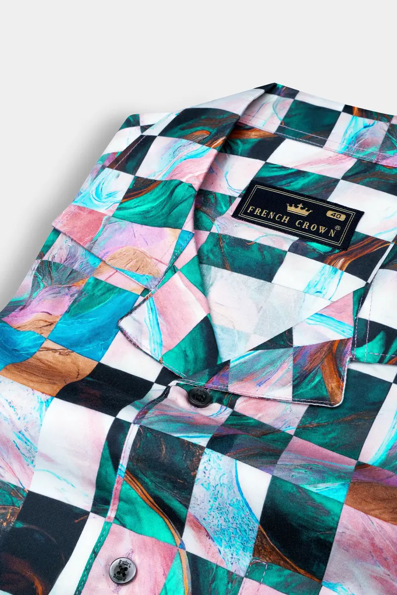 Ocean Blue Multicolour Printed Plaid Super Soft Premium Cotton Shirt 4