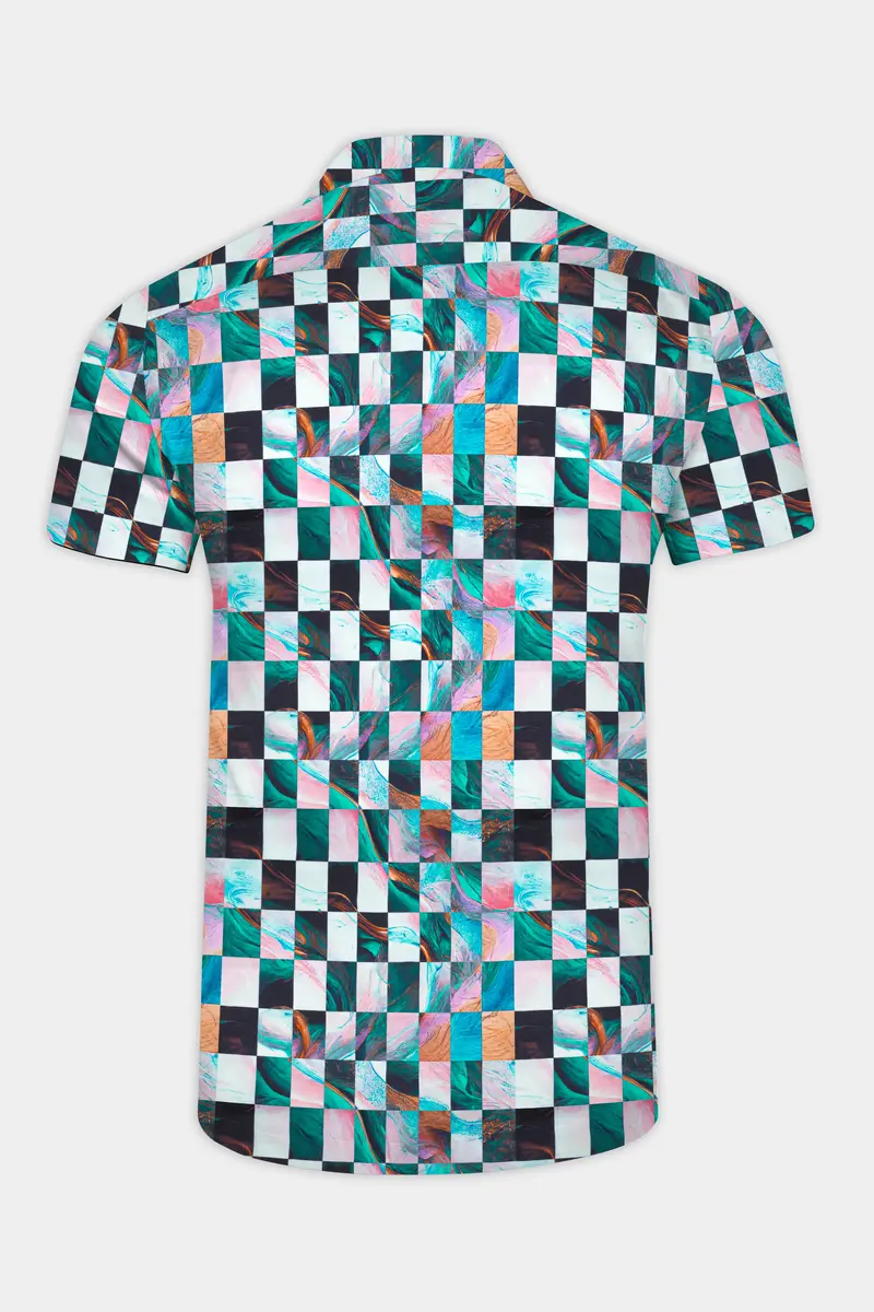 Ocean Blue Multicolour Printed Plaid Super Soft Premium Cotton Shirt 6