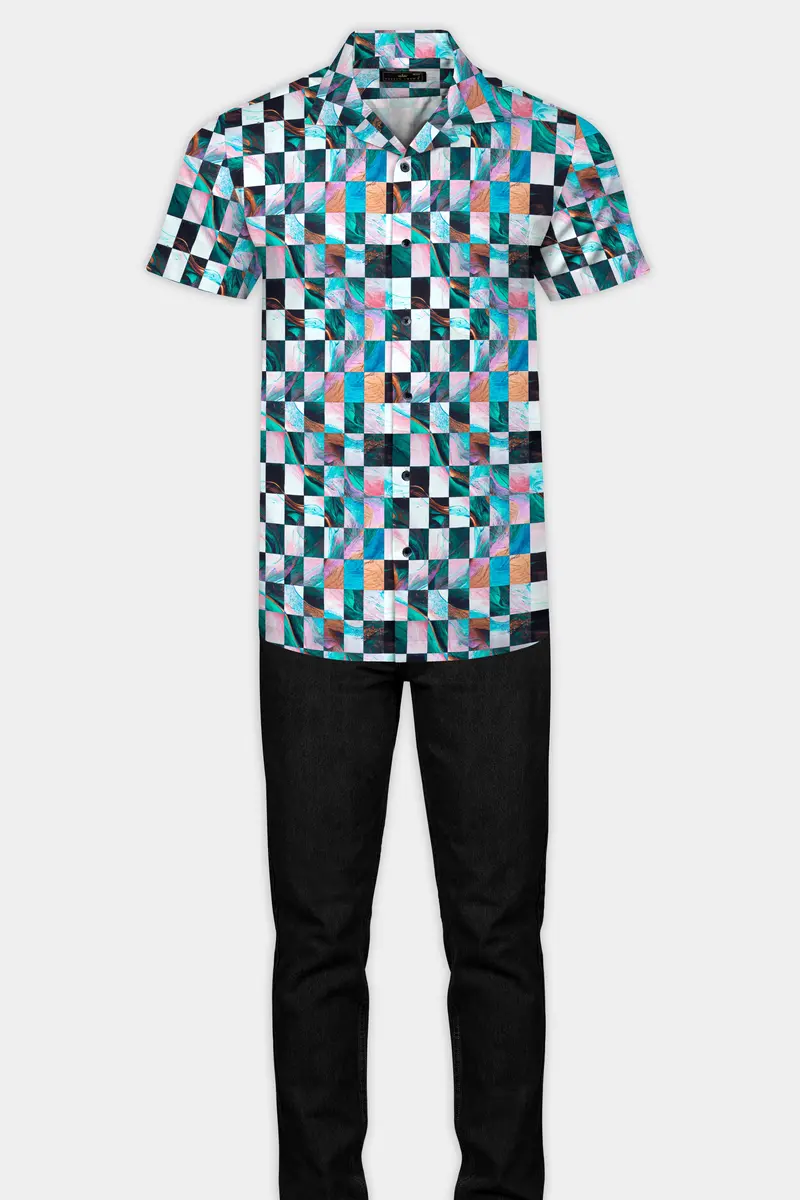 Ocean Blue Multicolour Printed Plaid Super Soft Premium Cotton Shirt 7
