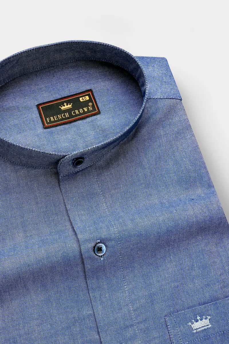 Ocean-Fiord Blue Solid Oxford Premium Cotton Casual Shirt 1