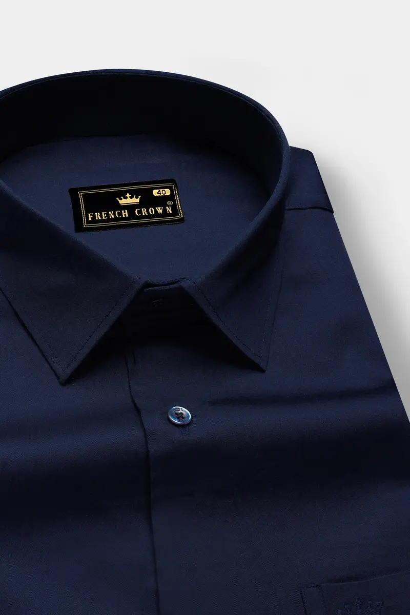 Ocean Mist-Azure Blue Solid Subtle Sheen Super Soft Premium Cotton Shirt 1