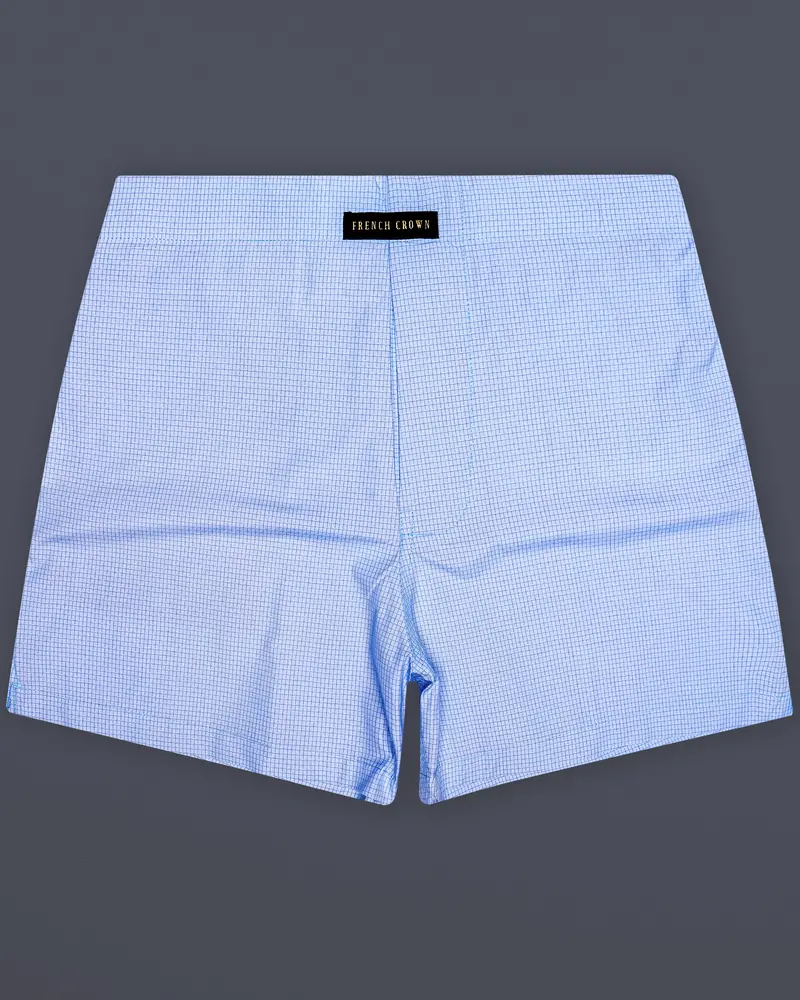 Ocean-Tropical Blue Plaid  Dobby Textured Premium Giza Cotton Boxer 1