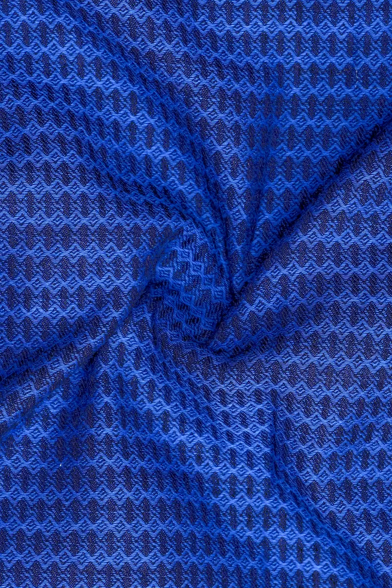 Oceanic-Biscay Blue Jacquard Textured Premium Cotton Semi Formal Shirt 2