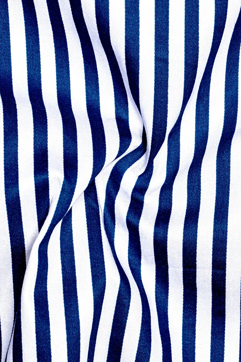 Oceanor-Catalina Blue And Bright White Striped Subtle Sheen Super Soft Premium Cotton Dress Shirt 3