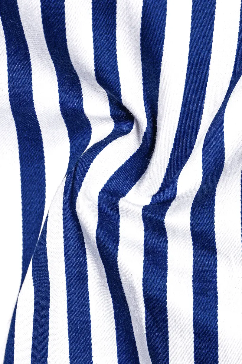 Oceanor-Catalina Blue And Bright White Striped Super Soft Premium Cotton Dress Shirt 3
