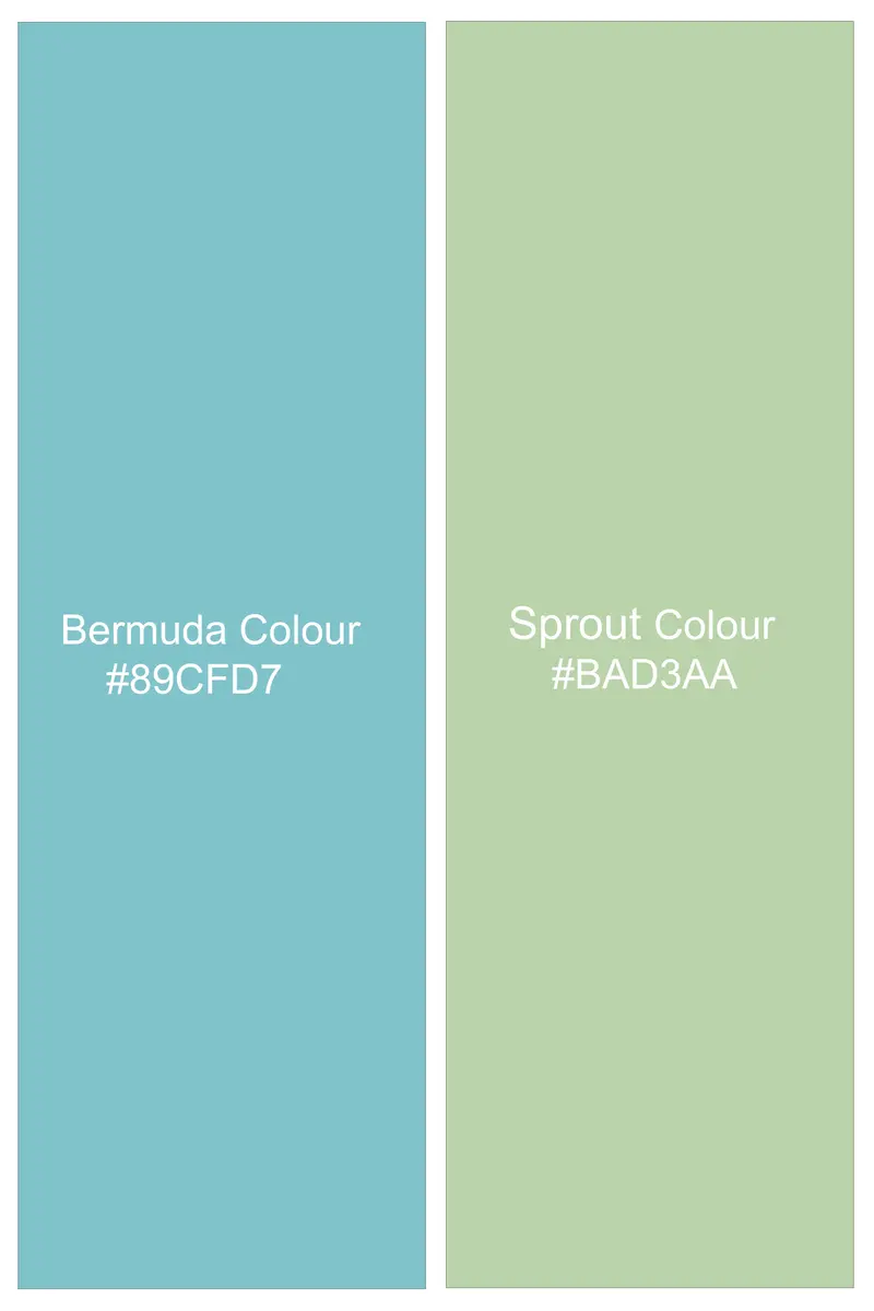 Oceverde-Bermuda Blue And Sprout Green Bayadere Striped Heavy Weight Oxford Premium Cotton Casual Shirt 7