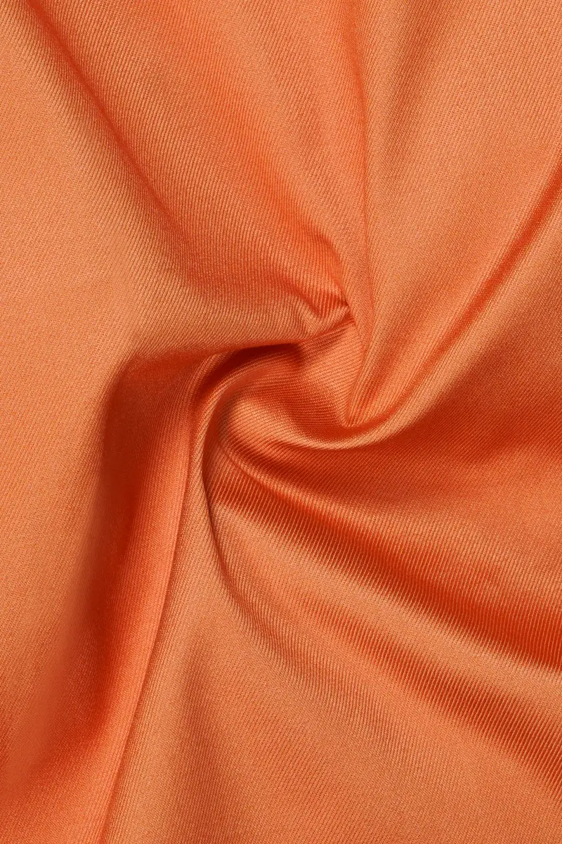 Ochre-Raw Sienna Orange Solid Twill Premium Cotton Semi Formal Shirt 3
