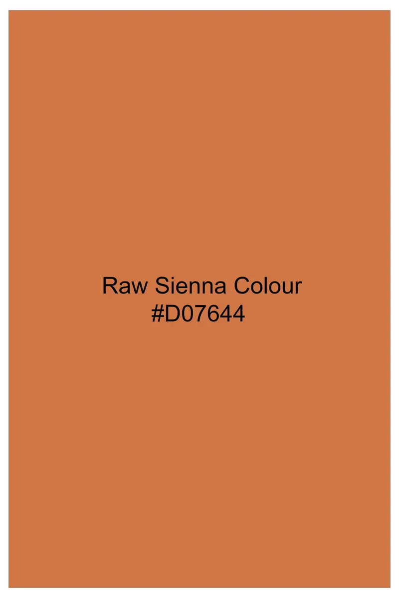 Ochre-Raw Sienna Orange Solid Twill Premium Cotton Semi Formal Shirt 6