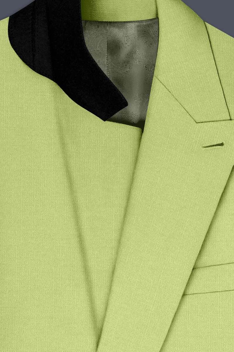 Ochre-Tan Green Wool Rich Slight Stretch Double Breasted Blazer 4