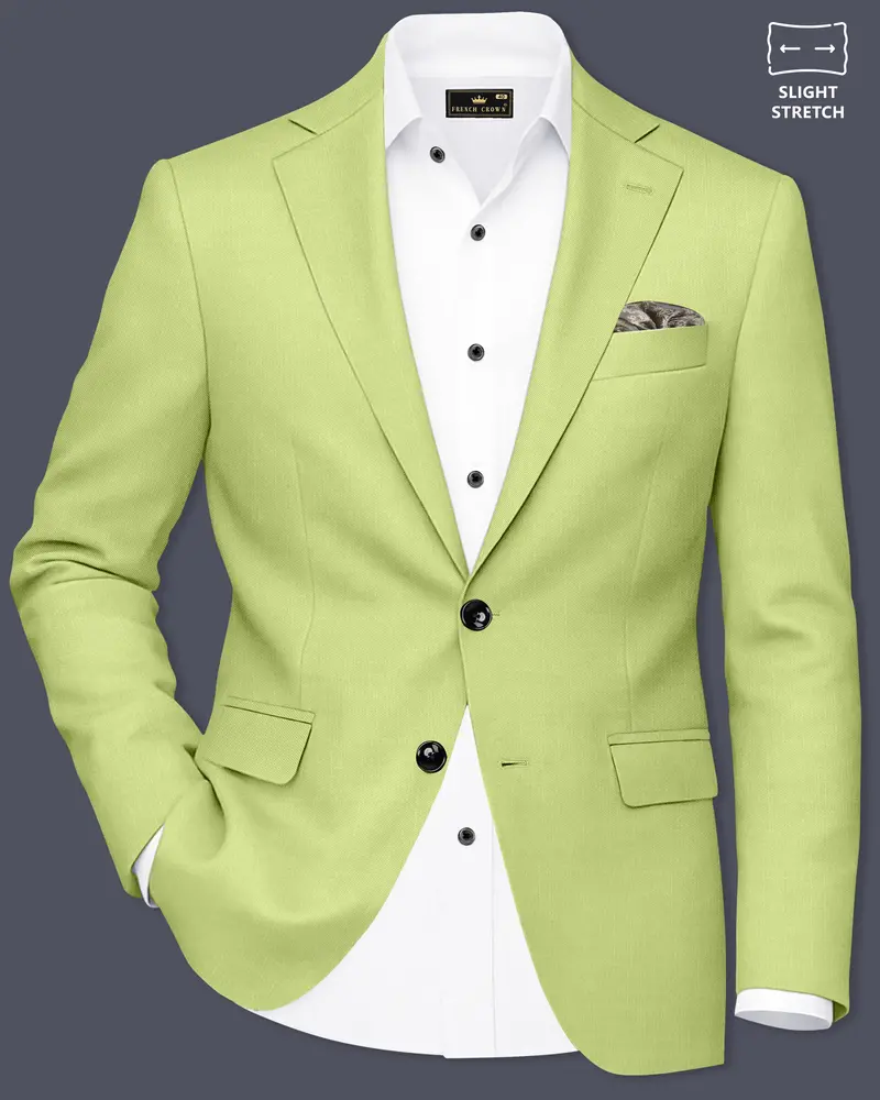 Ochre-Tan Green Wool Rich Slight Stretch Single Breasted Blazer 1