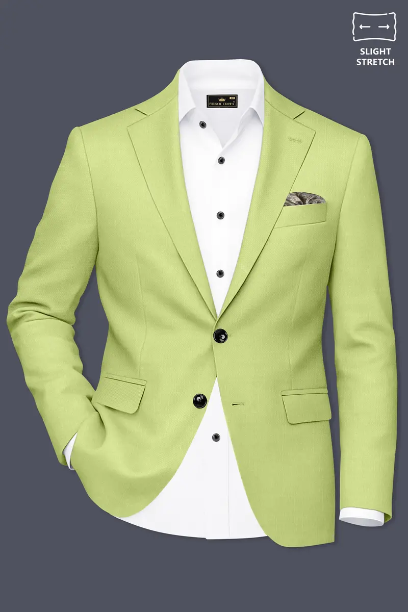 Ochre-Tan Green Wool Rich Slight Stretch Single Breasted Blazer 2
