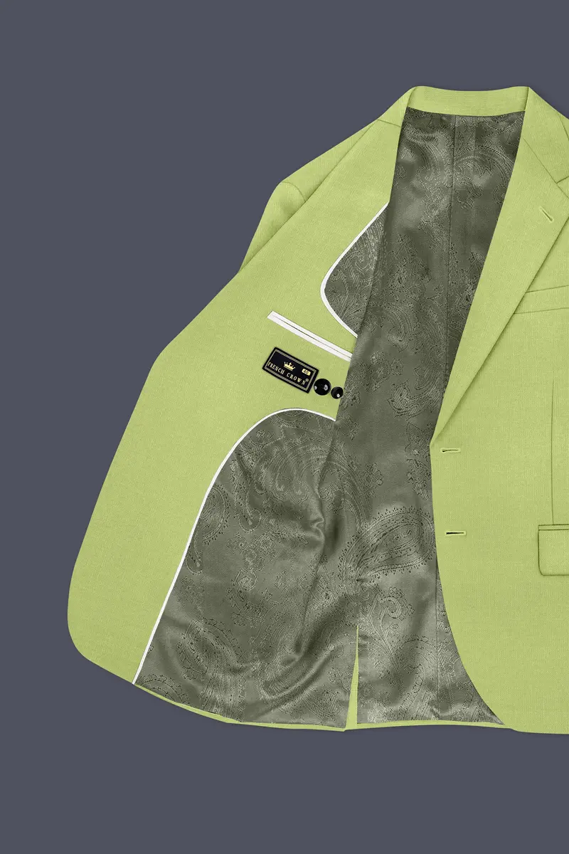 Ochre-Tan Green Wool Rich Slight Stretch Single Breasted Blazer 5