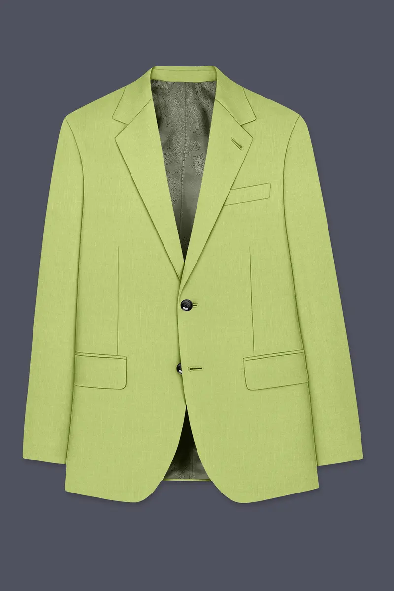 Ochre-Tan Green Wool Rich Slight Stretch Single Breasted Blazer 7