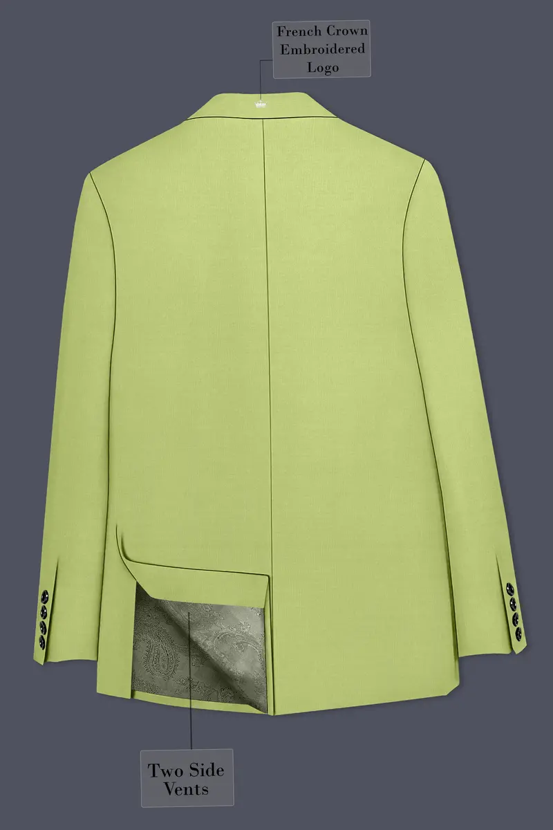 Ochre-Tan Green Wool Rich Slight Stretch Single Breasted Blazer 8