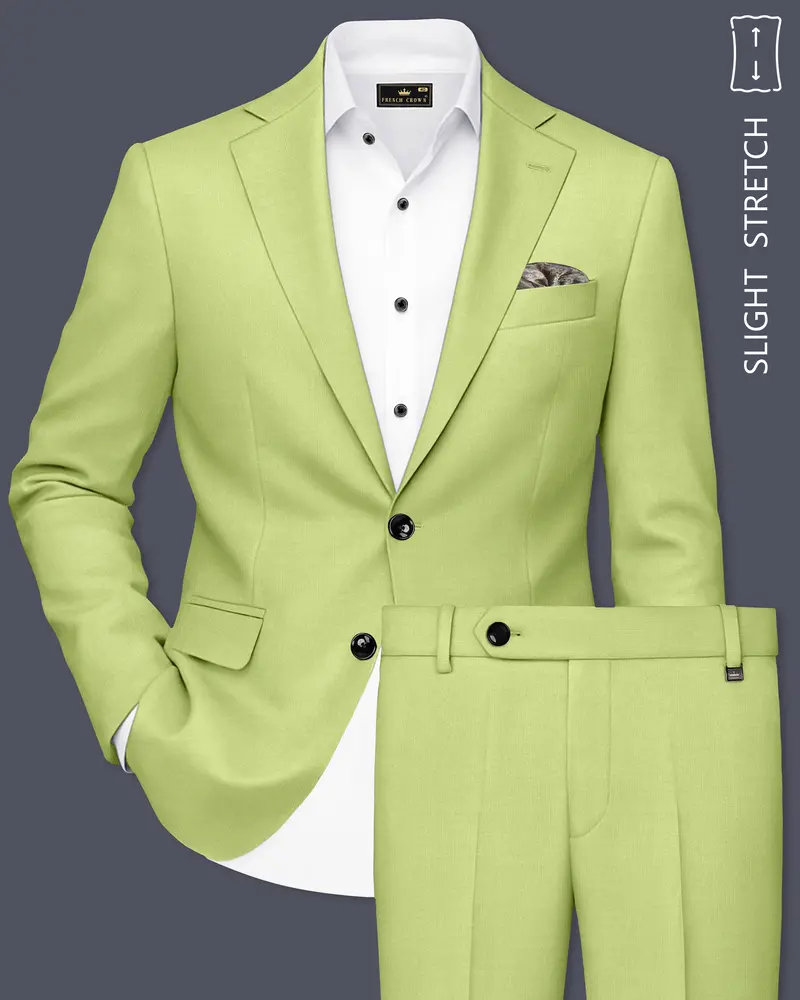 Ochre-Tan Green Wool Rich Slight Stretch Single Breasted Suit 1