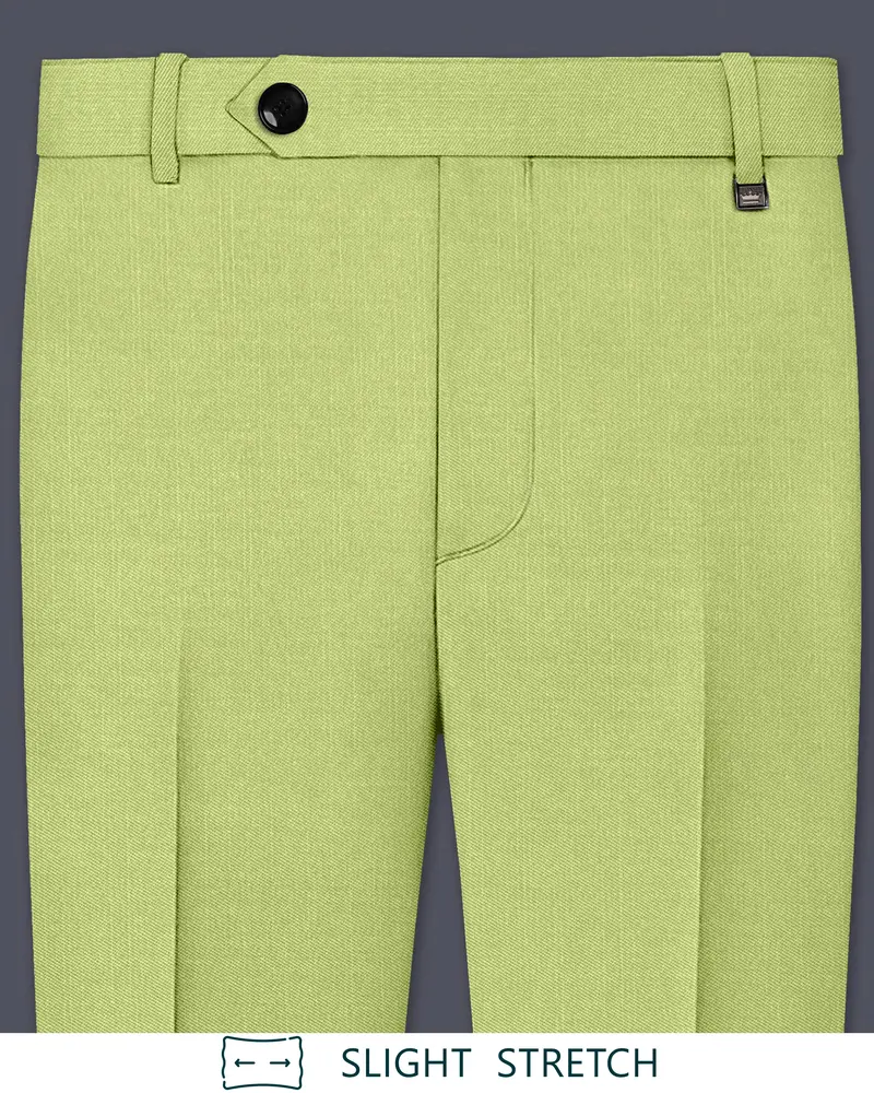 Ochre-Tan Green Wool Rich Slight Stretch Waistband Pant 1