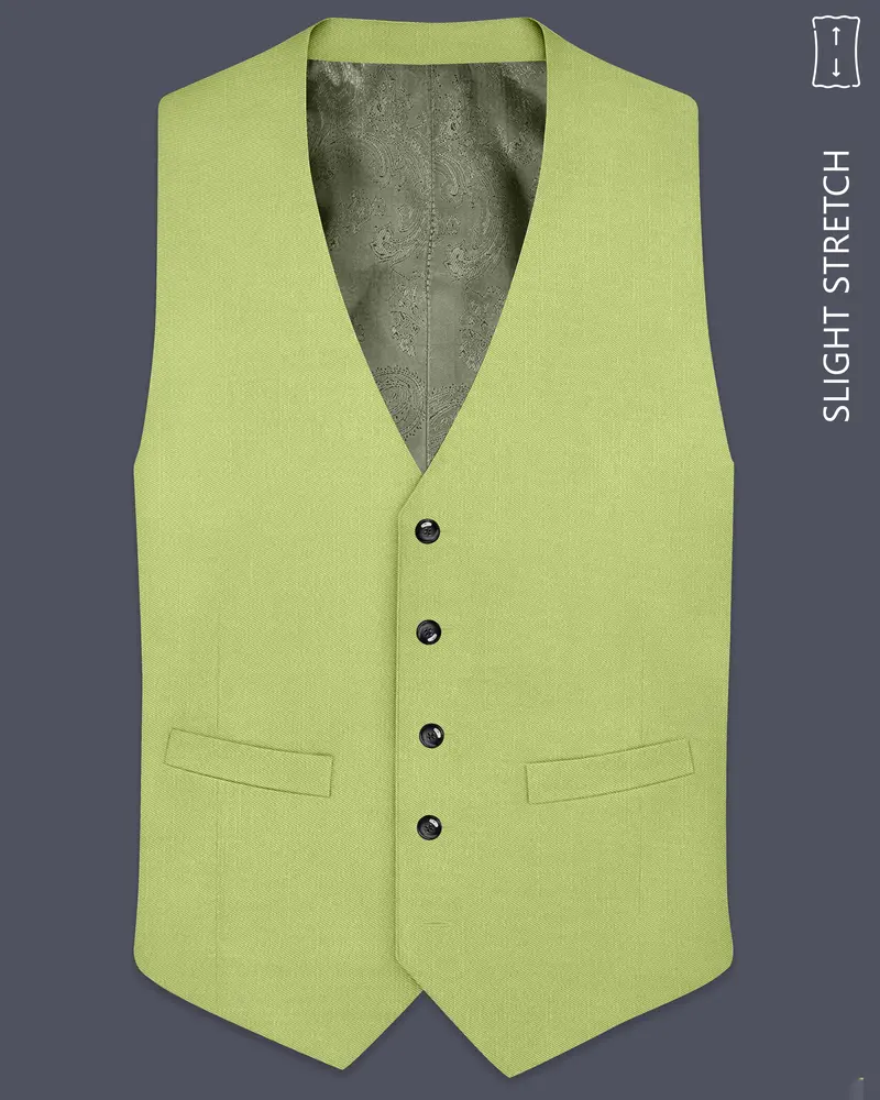Ochre-Tan Green Wool Rich Slight Stretch Waistcoat 1